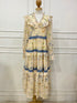 Ladies Vintage Frill Layered V-Neck Long Sleeves Sundress